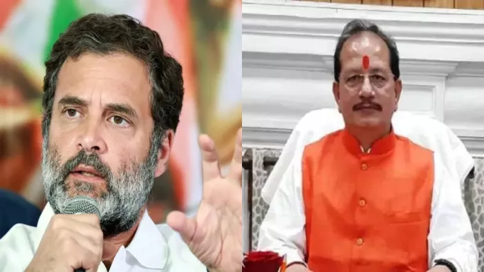 लोकसभा में विपक्ष के नेता राहुल गांधी और बिहार के डिप्टी सीएम विजय सिन्हा। फाइल फोटो