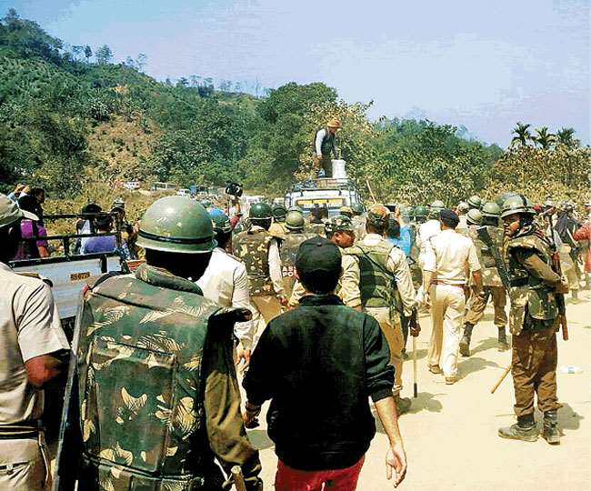 असम-मिजोरम की सीमा पर हाल में हुई हिंसक झड़प के बाद भारी संख्या में पुलिस बलों की तैनाती। फाइल