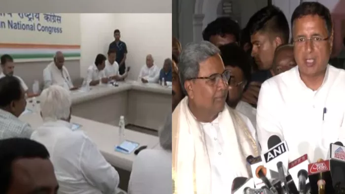मल्लिकार्जुन खरगे और राहुल गांधी के साथ कर्नाटक के तीन दर्जन से अधिक वरिष्ठ नेताओं की बैठक