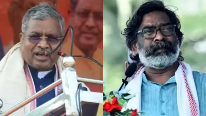 भाजपा प्रदेश अध्यक्ष बाबूलाल मरांडी और मुख्यमंत्री हेमंत सोरेन। फाइल फोटो