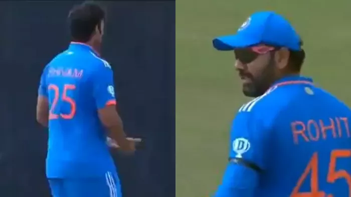 रोहित शर्मा ने बीच मैदान पर लगाई शिवम दुबे की क्लास