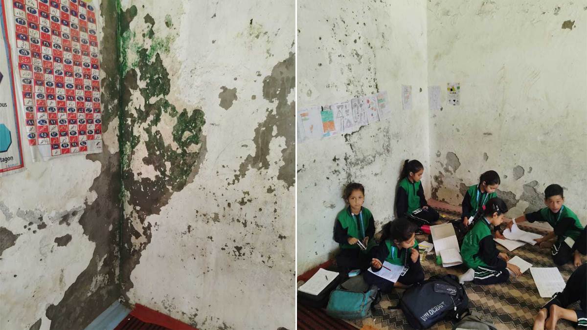 this school in kashmir has adequate facilities but children get scared on hearing the name of the school during the rainy season