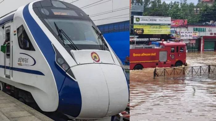 ऊना में जलभराव के कारण वंदे भारत सहित अन्य ट्रेन देरी से पहुंची।
