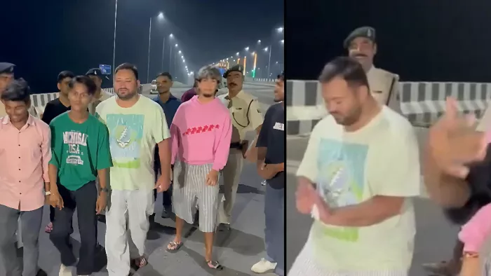 तेजस्वी यादव बीच सड़क पर बनाई भांजे संग डांस की रील्स