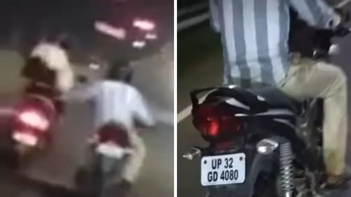 शहीद पथ पर छेड़छाड़ करने वाले युवक की बाइक।- सोशल मीडिया