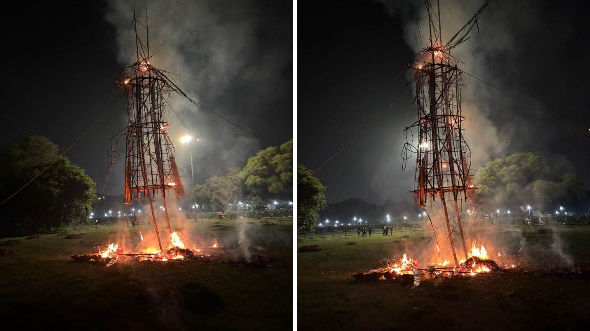 chandigarh ravan effigy set ablaze before dussehra celebration