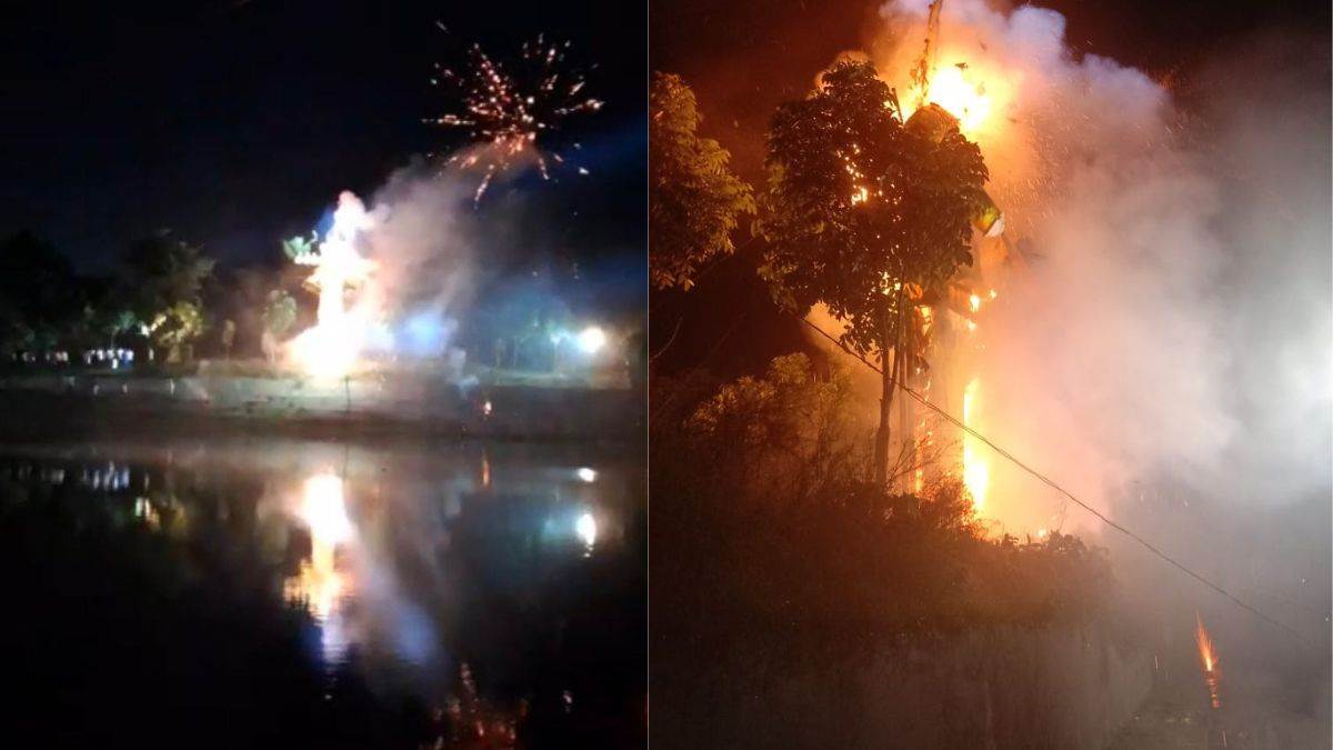 ravana the symbol of evil was burnt to ashes in kewati of darbhanga