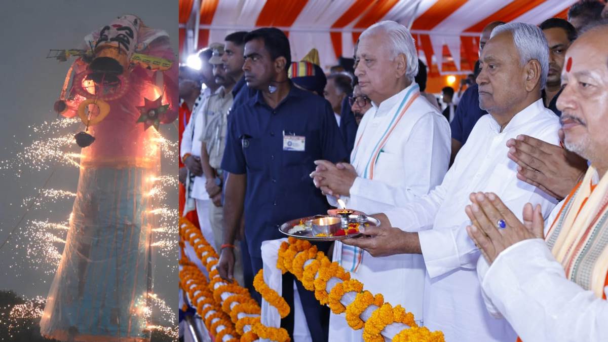 ravanas head fell before being cremated in patna nitish kumar killed the headless ravana