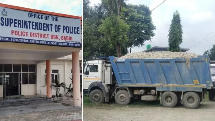 बद्दी पुलिस अधीक्षक कार्यालय और टिप्पर का प्रतीकात्मक फोटो