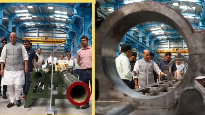 अफसरों ने टैंकों की बैरल और ब्रीच असेंबली बनाने की दक्षता के बारे में रक्षा मंत्री को बताया।