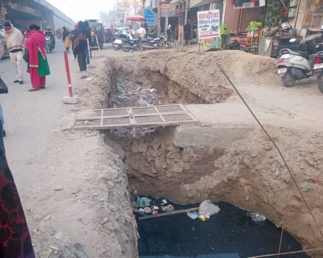 dug pits near old bus stand danger of accident