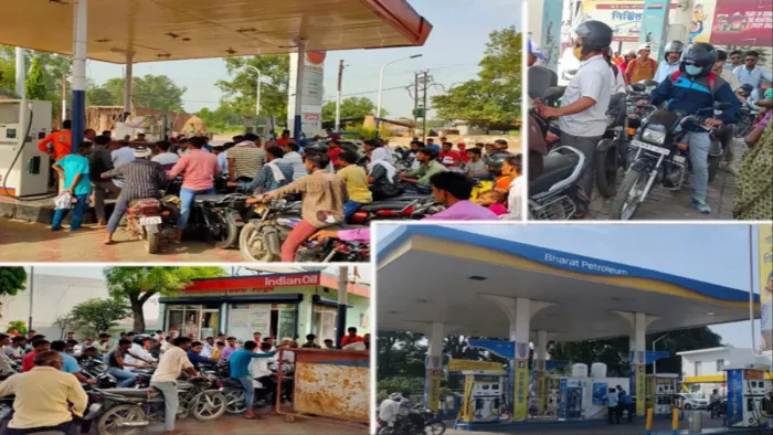पंपों पर ईंधन उपलब्ध था वहां पेट्रोल-डीजल के लिए मारामारी की स्थिति बनी रही।