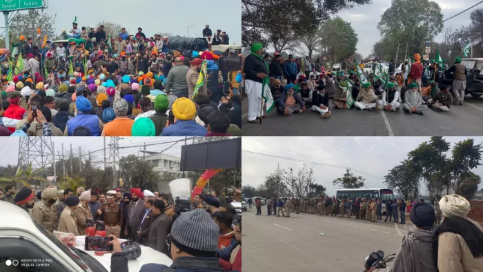 धरने पर बैठकर किसानों ने हाईवे किया जाम