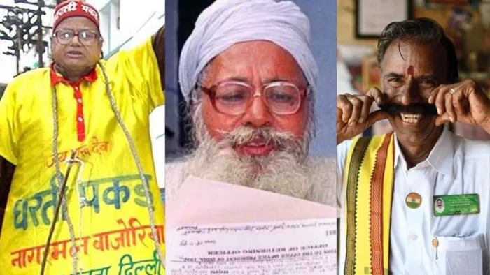 नागरमल बाजोरिया, बाबा जोगिन्दर सिंह धरतीपकड़ और के पद्मराजन की फोटो।