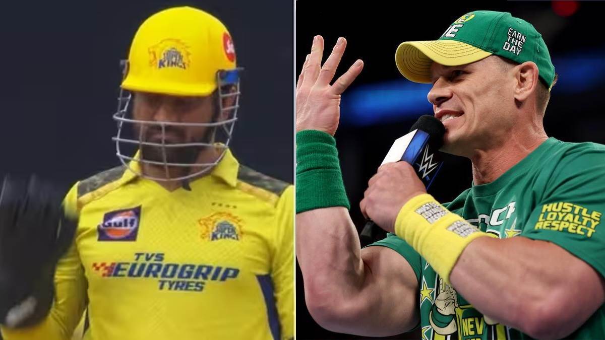 ms dhoni do uses wwe legend john cena iconic gesture to turn down drs request during lsg vs csk ipl