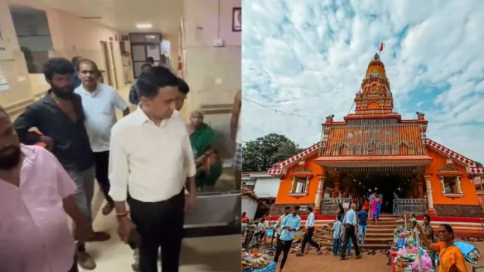 गोवा के मंदिर में हुई भगदड़ के बाद सीएम प्रमोद सांवत ने लिया जायजा (फोटो सोर्स- सोशल मीडिया)