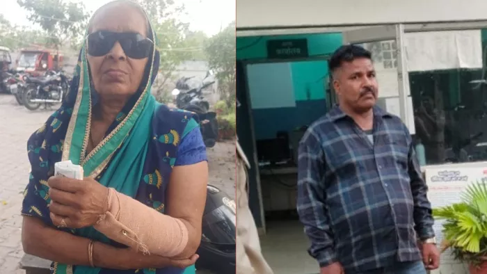 बदमाश को पकड़ने वाली मुन्नी देवी, पुलिस की गिरफ्त में महिला से कुंडल लूटने का आरोपित अनिलl सौ. पुलिस