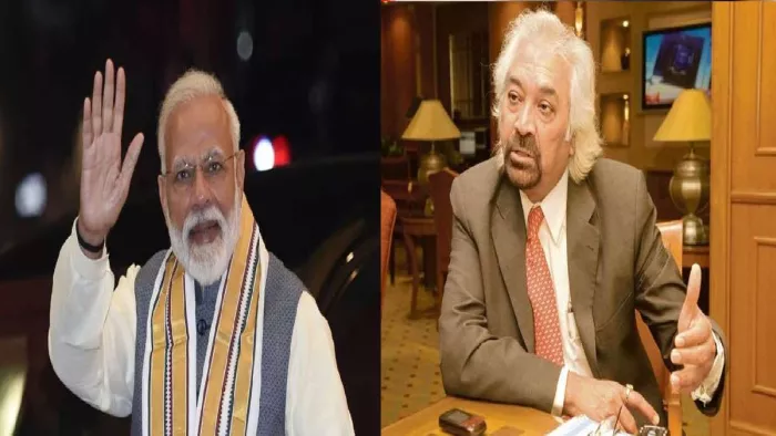 प्रधानमंत्री नरेंद्र मोदी और इंडियन ओवरसीज कांग्रेस के अध्यक्ष नेता सैम पित्रोदा की फाइल फोटो।