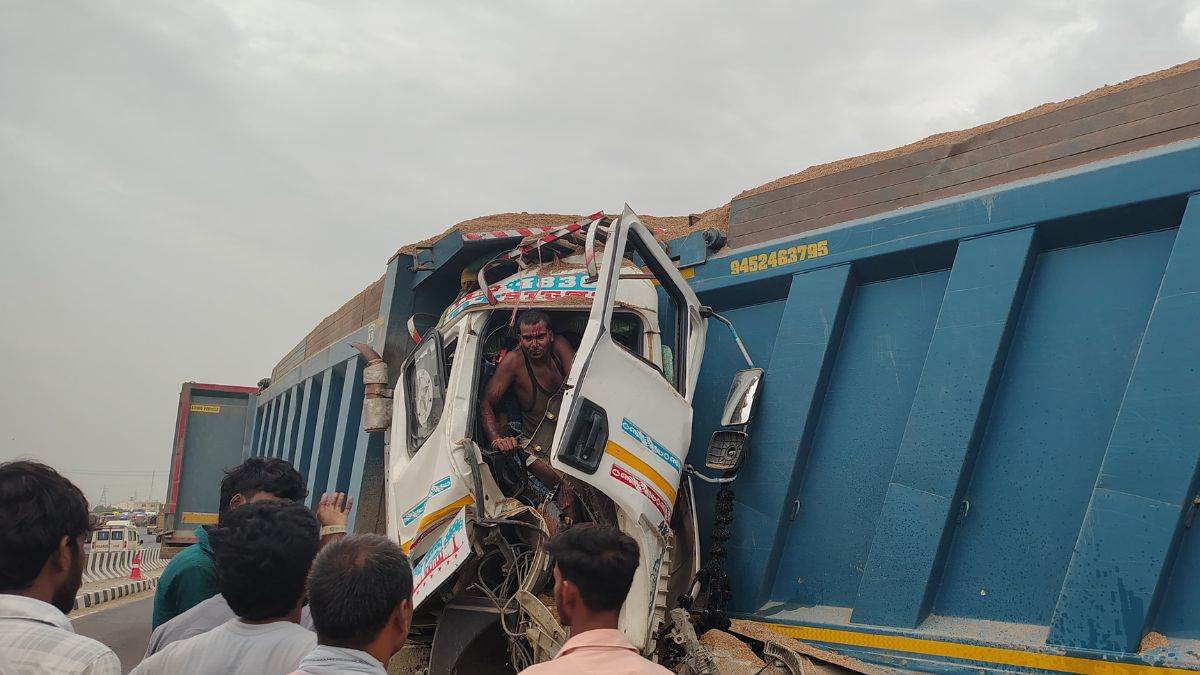 kanpur etawah highway accident one dead as sleepy driver crashes dumper