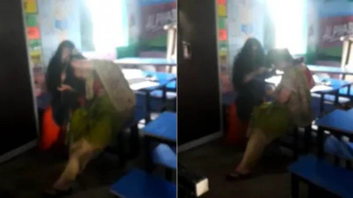 headmaster and teacher fight video viral school teachers clash