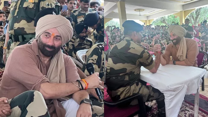 sunny Deol With BSF Jawans, Sunny Deol At Longewala In Rajasthan