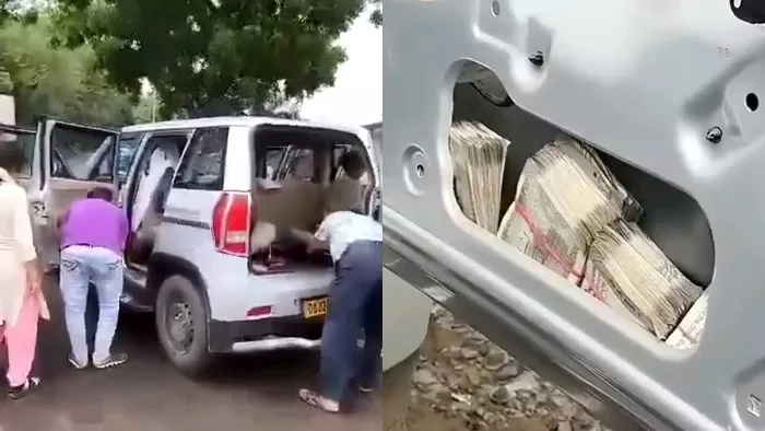 बीडीओ की गाड़ी से बरामद किए गए रुपए