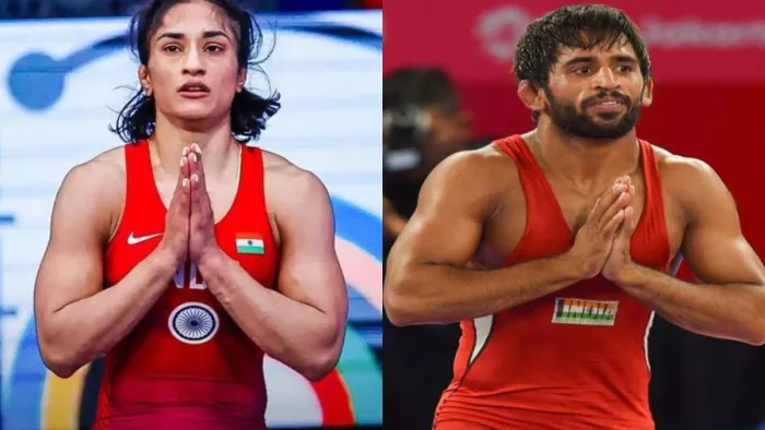 बजरंग पूनिया और विनेश फोगाट ने कांग्रेस आलाकमान से की मुलाकात।