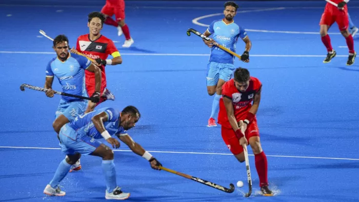 भारत और कोरिया के बीच का मैच ड्रॉ। फोटो- PTI