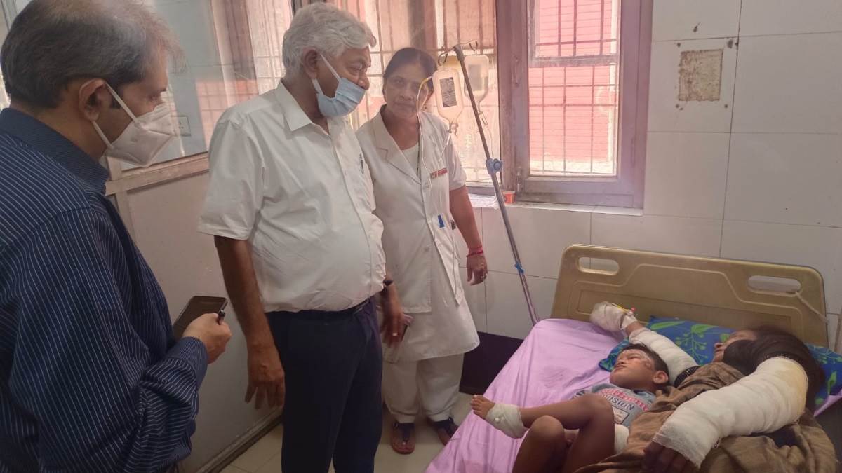 four scorched person in bhadohi fire incident are admitted in srn hospital at prayagraj and one of them a child is in critical condition