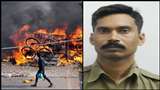 दिल्ली दंगे की तस्वीर और हेड कांस्टेबल रतन लाल (फाइल फोटो)।