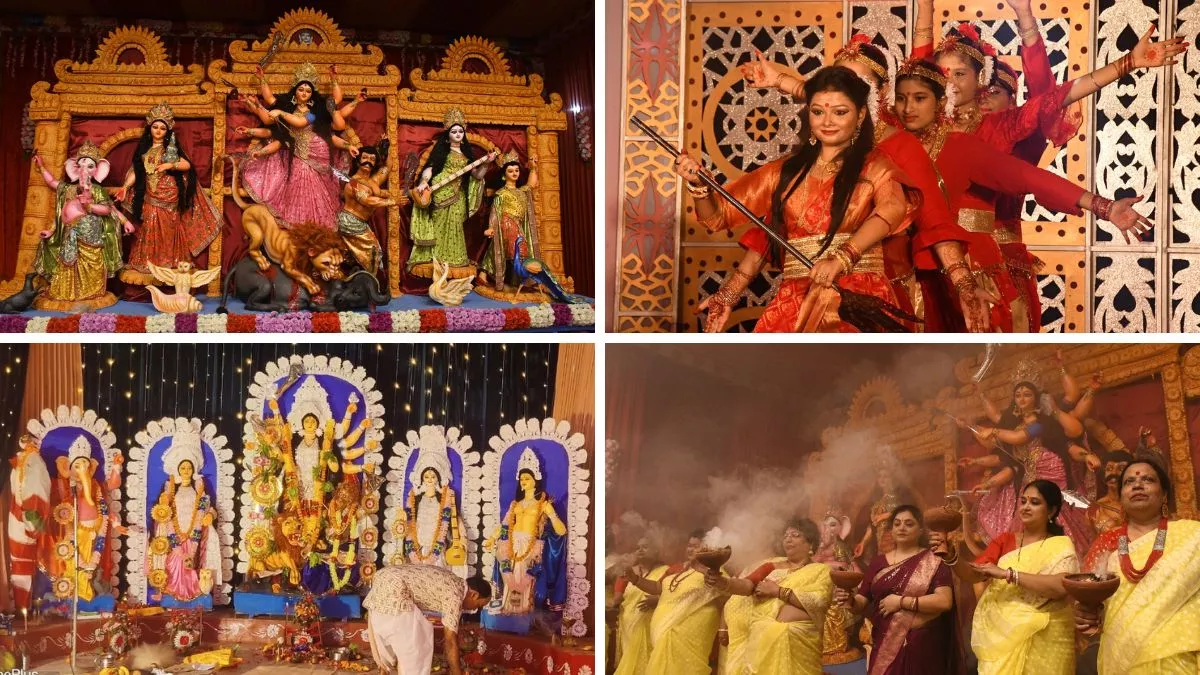 कानपुर में अद्भुत छटा बिखेर रहे दुर्गा पूजा पंडाल।