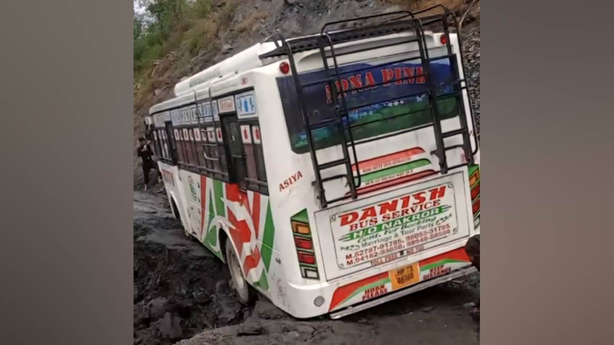 chamba chanju road accident averted bus overhangs cliff edge