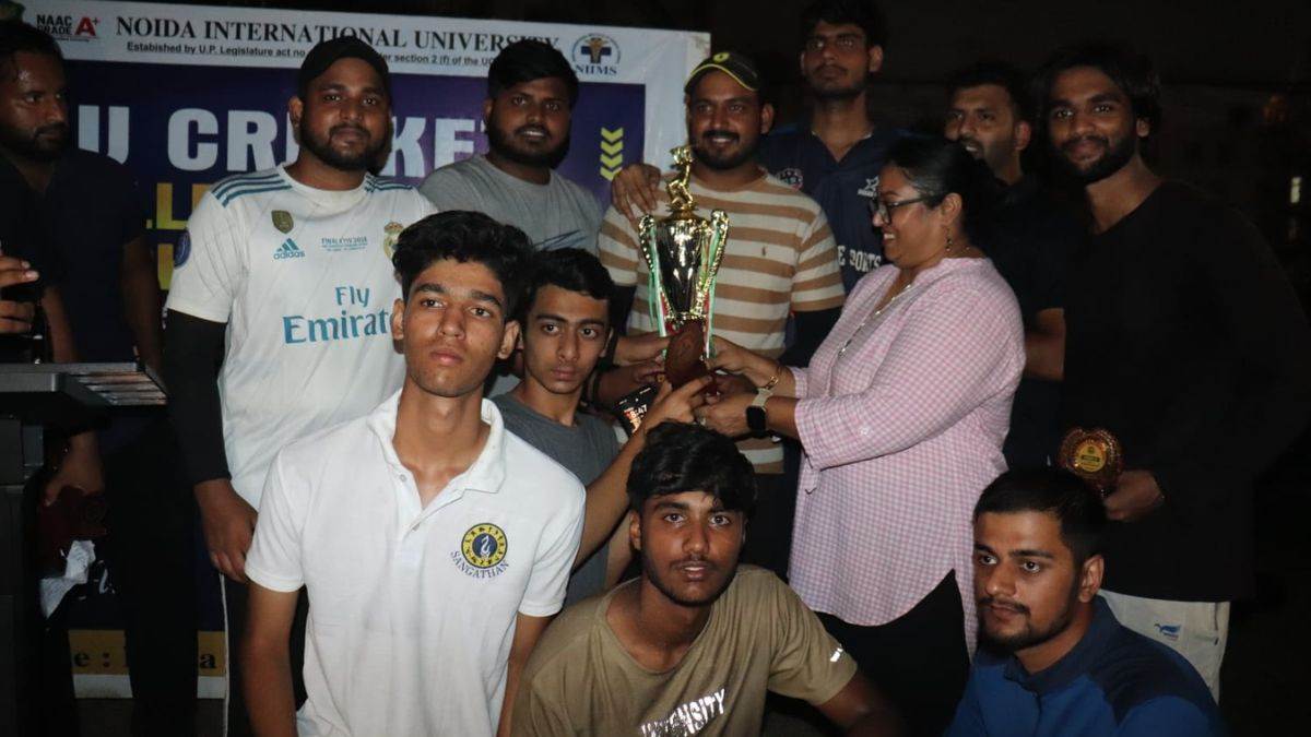 ncr niu cricket challenge trophy 2025 noida international university wins