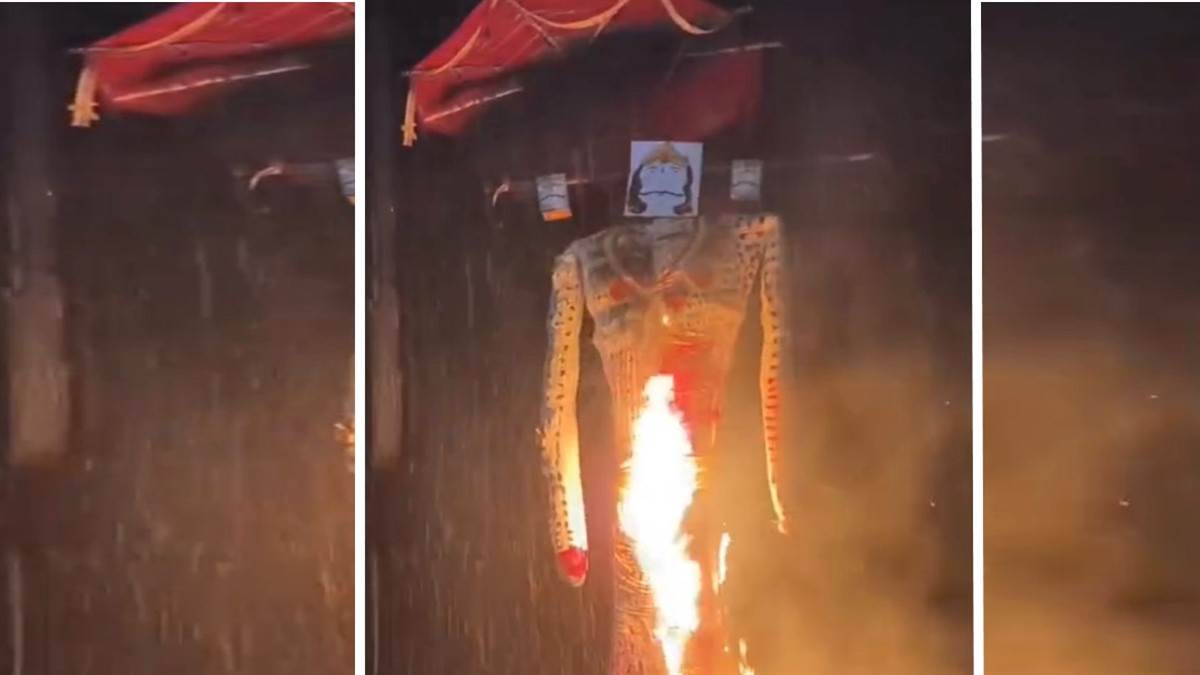 varanasi news rain disrupts ravana effigy burning in varanasi poorvanchal