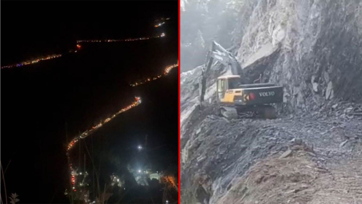 landslide causes major traffic jam on badrinath highway