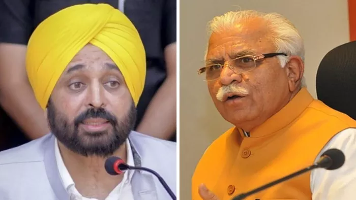 पंजाब के सीएम भगवंत मान व हरियाणा के सीएम मनोहर लाल की फाइल फोटो।
