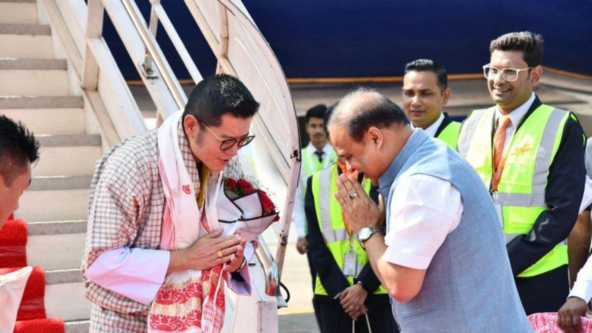 bhutan king india visit bhutan king arrived in guwahati chief minister sarma welcomed