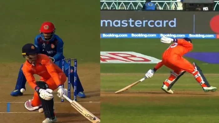 NED vs AFG: स्कॉट एडवर्ड्स को रनआउट दिए जाने पर फैन्स कन्फ्यूज हो गए। फोटो क्रेडिट - एक्स