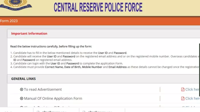 सेंट्रल रिजर्व पुलिस फोर्स ने असिस्टेंट सब इंस्पेक्टर और हेड कांस्टेबल के पदों पर भर्ती निकाली है।