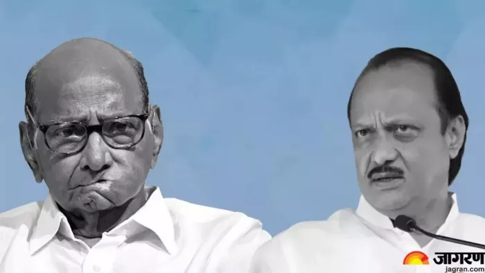 एनसीपी संस्थापक शरद पवार (बाएं) और उप मुख्यमंत्री अजित पवार (दाएं)