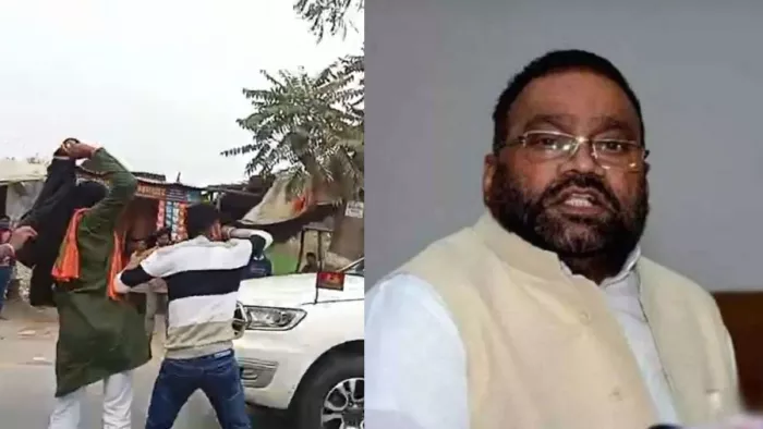 UP News: स्वामी प्रसाद मौर्य पर क्यों भड़का हिंदू संगठन? काफिले को काला झंडा दिखाकर फेंका जूता; देखिए वीडियो
