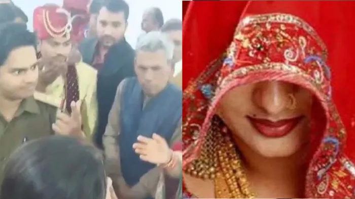 शादी समारोह मे हुए विवाद के बाद दूल्हे को लेकर पहुंची पुलिस।- स्क्रीन शॉट
