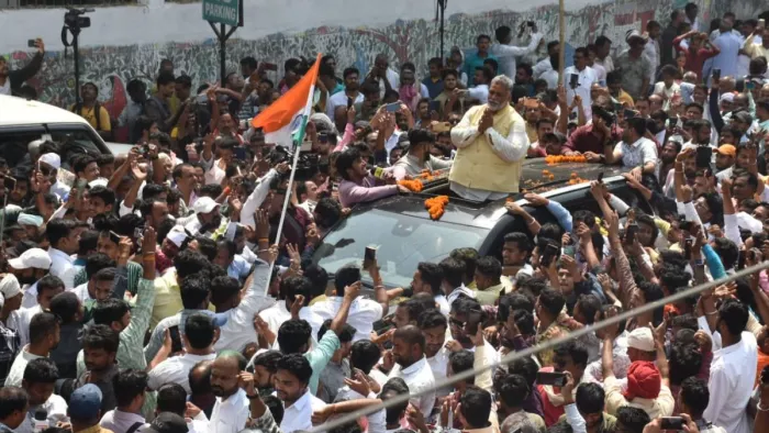 नामांकन के दौरान पप्पू यादव। फोटो- जागरण
