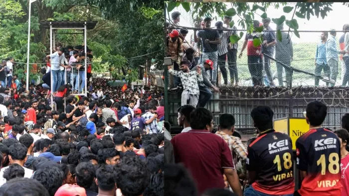 Bengaluru Stampede: चिन्नास्वामी स्टेडियम के बाहर मची भगदड़ में 11 लोगों की मौत।(फोटो सोर्स: पीटीआई)