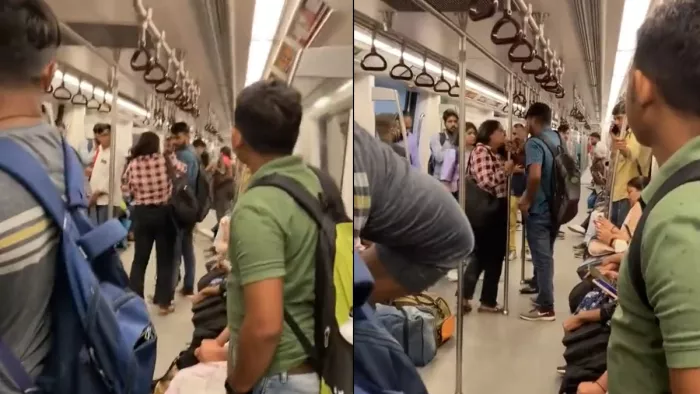 दिल्ली मेट्रो में पिटाई का वीडियो आया सामने।
