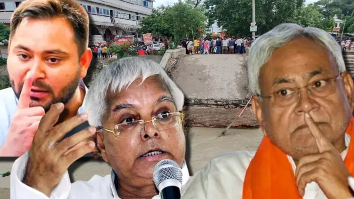 लालू यादव और तेजस्वी यादव ने नीतीश कुमार को घेरा। (फोटो- जागरण)