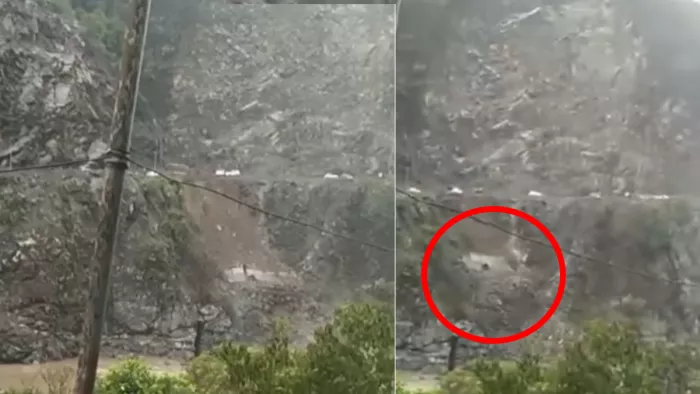 Himachal News: चार मील पर इस जगह हुआ भूस्खलन (जागरण फोटो)
