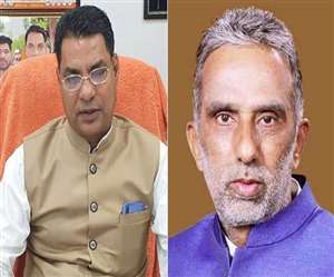 पृथला के निर्दलीय विधायक नयनपाल रावत और केंद्रीय राज्&zwj;यमंत्री कृष्&zwj;णपाल गुर्जर की फाइल फोटो।