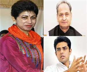 हरियाणा कांग्रेस अध्&zwj;यक्ष कुमारी सैलजा, राजस्&zwj;थान के सीएम अशोक गहलाेत और सचिन पायलट की फाइल फोटो।