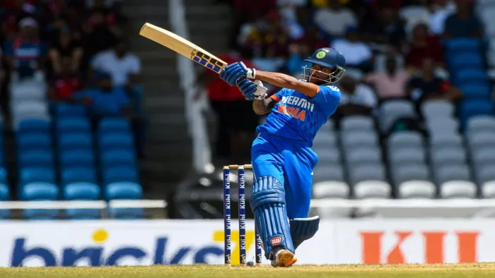 Tilak Varma on his T20I debut against WI. Image- Twitter
